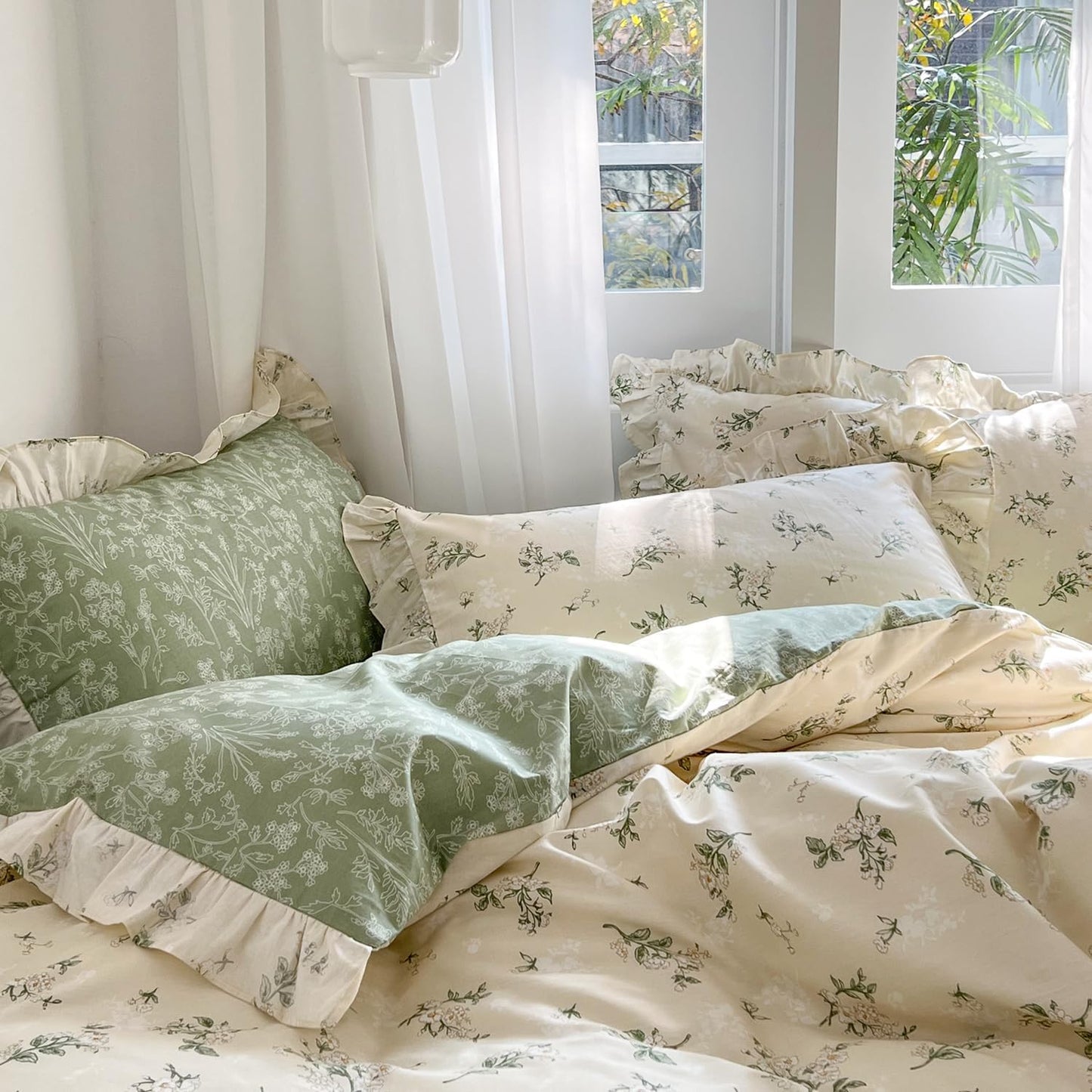 Green Garden Double-Sided Duvet Cover Set