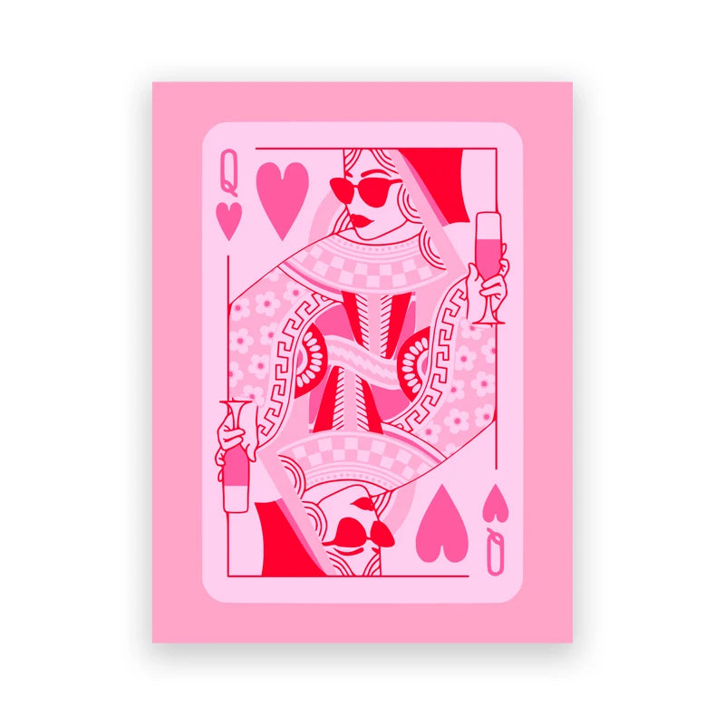 VibeCore Queen of Hearts Canvas Prints Option G: Pink Queen Of Hearts Card