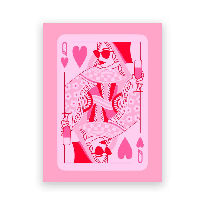 VibeCore Queen of Hearts Canvas Prints Option G: Pink Queen Of Hearts Card