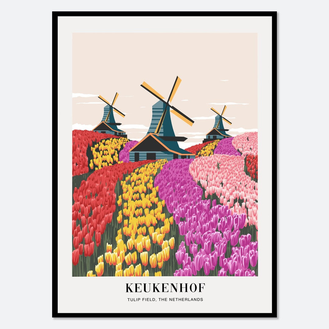 Around The World Art Deco Canvas Prints Keukenhof: Tulip Field, The Netherlands