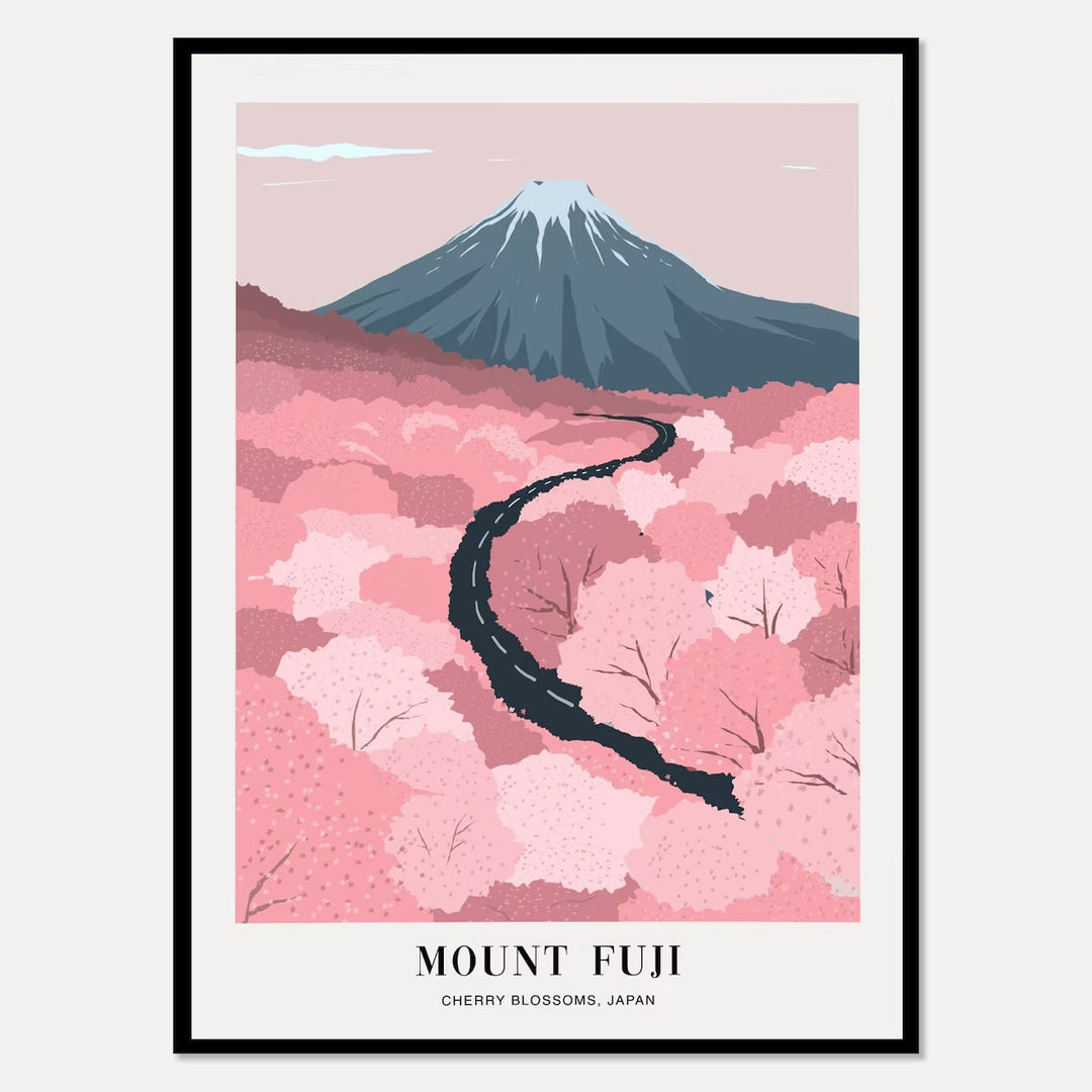Around The World Art Deco Canvas Prints Mount Fuji: Cherry Blossoms, Japan