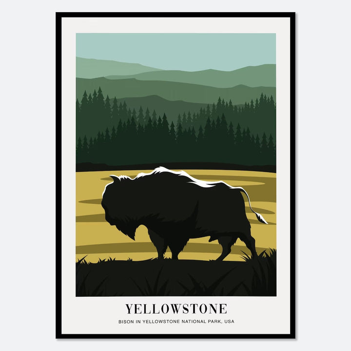 Around The World Art Deco Canvas Prints Yellowstone: Bison in Yellowstone National Park, USA