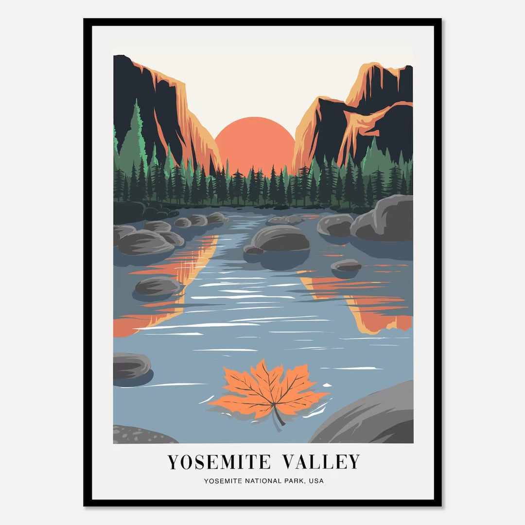 Around The World Art Deco Canvas Prints Yosemite Valley: Yosemite National Park, USA