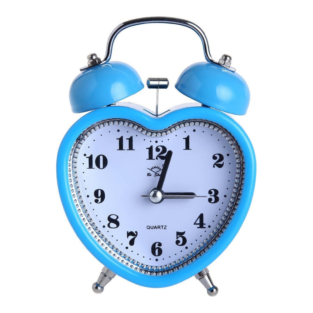 Heart Retro Alarm Clock Baby Blue