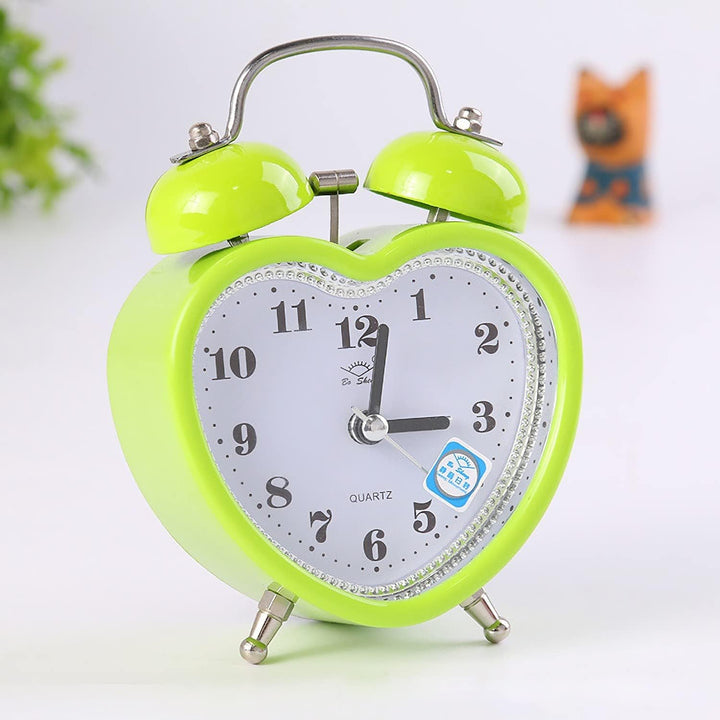 Heart Retro Alarm Clock Lime Side View