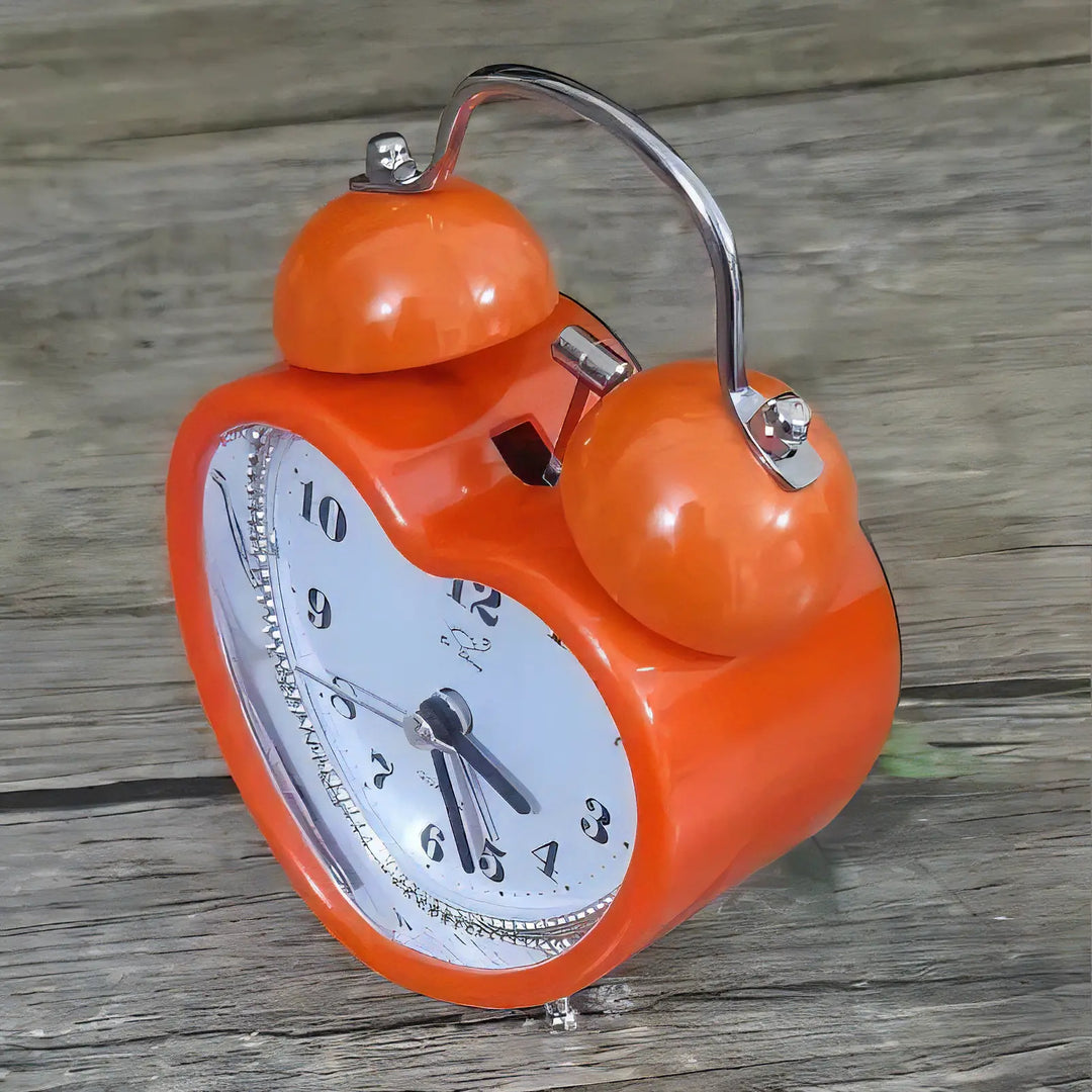 Heart Retro Alarm Clock Orange Aerial View