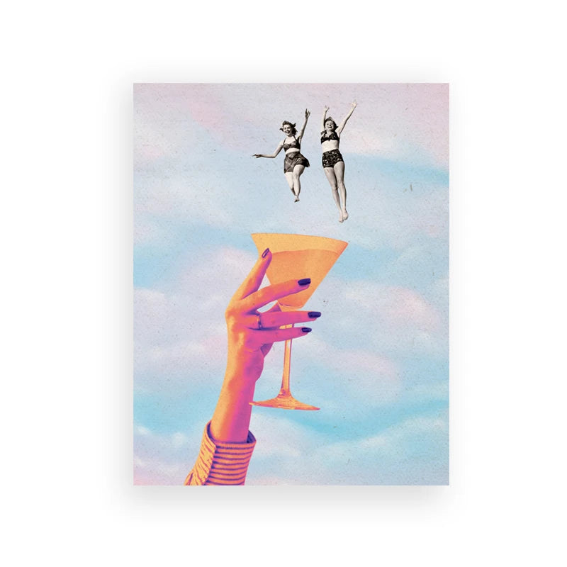 VibeCore Queen of Hearts Canvas Prints Option F: Vaporwave girls jumping into a cocktail
