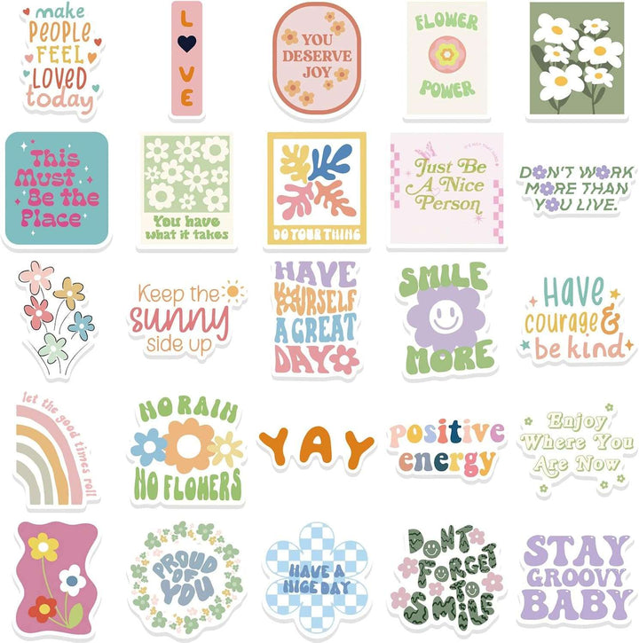 VibeCore Danish Pastel Quotes Motivational Stickers featuring another 20 unique, inspiring quote stickers. Durable, fade-resistant, and perfect for personalizing laptops, water bottles, phone cases, and more. Easy to apply with residue-free removal.
