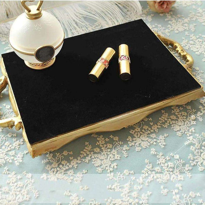 Close-up of the non-slip backing with a soft flannel base, designed to prevent slipping and protect surfaces while adding elegance to your decor.