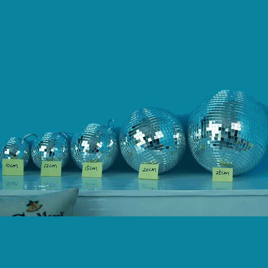 VibeCore Iconic Disco Ball—available in different sizes, allowing you to choose the perfect one for your space and create a dazzling light display, no matter the size of your room.