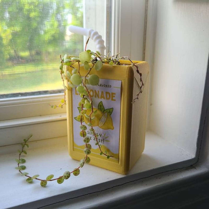 Bring a refreshing burst of color to your space with the VibeCore Juice Box Planter in Lemonade! This playful, resin planter resembles a juice box, adding a fun and nostalgic touch to any room. The Lemonade hue, paired with a vibrant succulent, creates a cheerful, lively vibe that brightens up your desk, windowsill, or shelf. Perfect for small plants, this quirky planter brings a touch of eclectic decor and dopamine-filled charm to your space. Whether you're looking for a statement piece or a unique gift, t