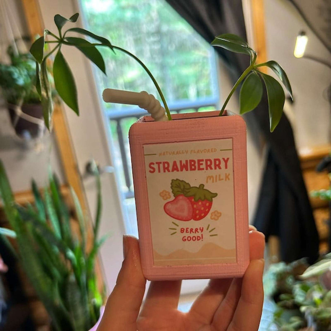 Add a playful pop of color to your space with the VibeCore Juice Box Planter in Strawberry! This fun, resin planter is designed to look like a refreshing juice box and is the perfect home for your favorite succulent or small plant. The vibrant Strawberry hue pairs beautifully with the greenery, creating a cheerful and vibrant vibe. Ideal for desks, windowsills, or shelves, this quirky planter adds a unique, dopamine-filled touch to your decor. Perfect for those who love both plants and playful, eclectic acc