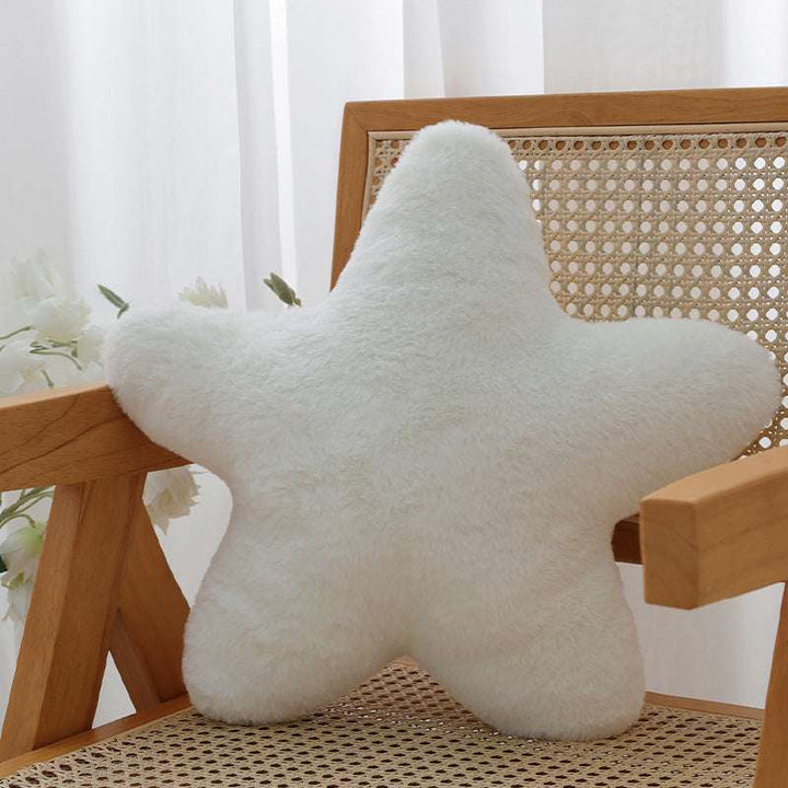 VibeCore Star Throw Pillow in white, featuring a soft star-shaped design with plush PP cotton fill for ultimate comfort and a beachy vibe.