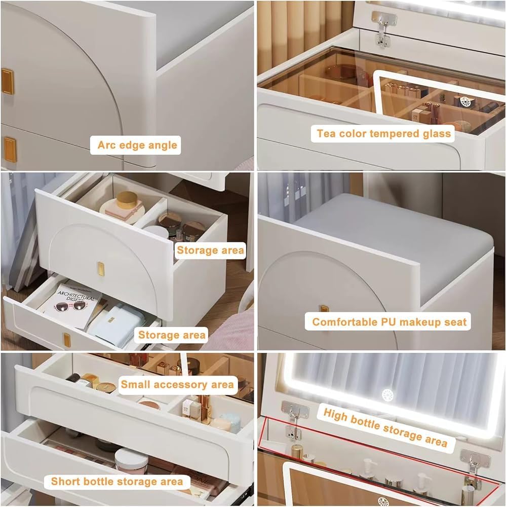 VibeCore ARTEMIS 3-In-1 Flip-Top Makeup Vanity Features