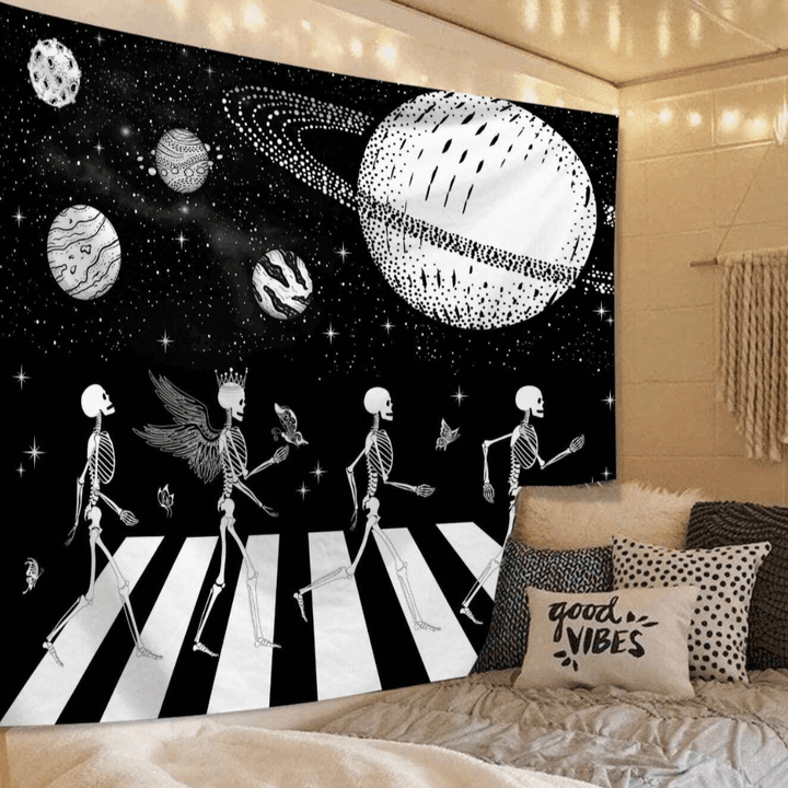 VibeCore A Groovy Dream Tapestry Beside Bed