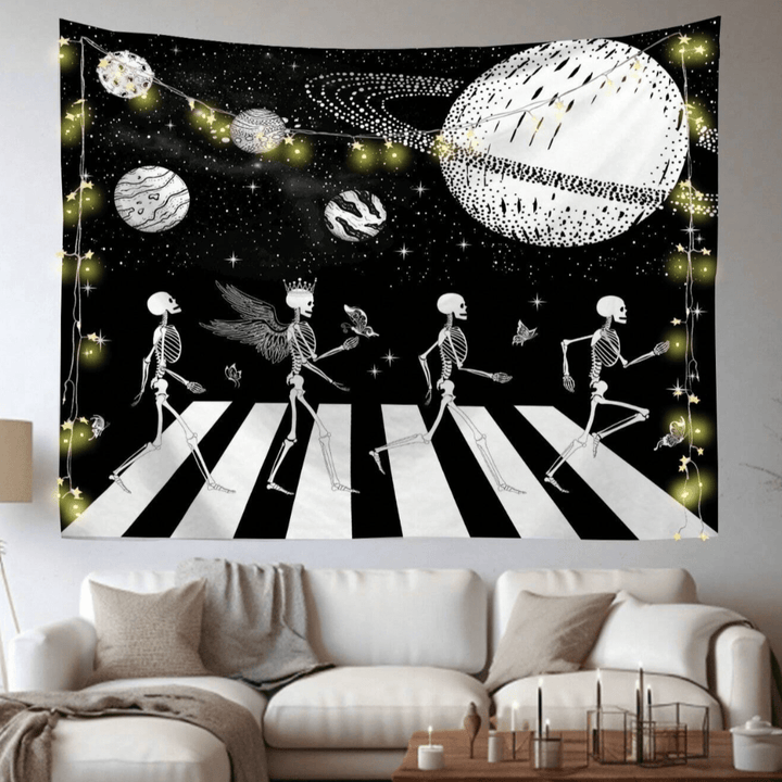 VibeCore A Groovy Dream Tapestry On Wall Above Bed