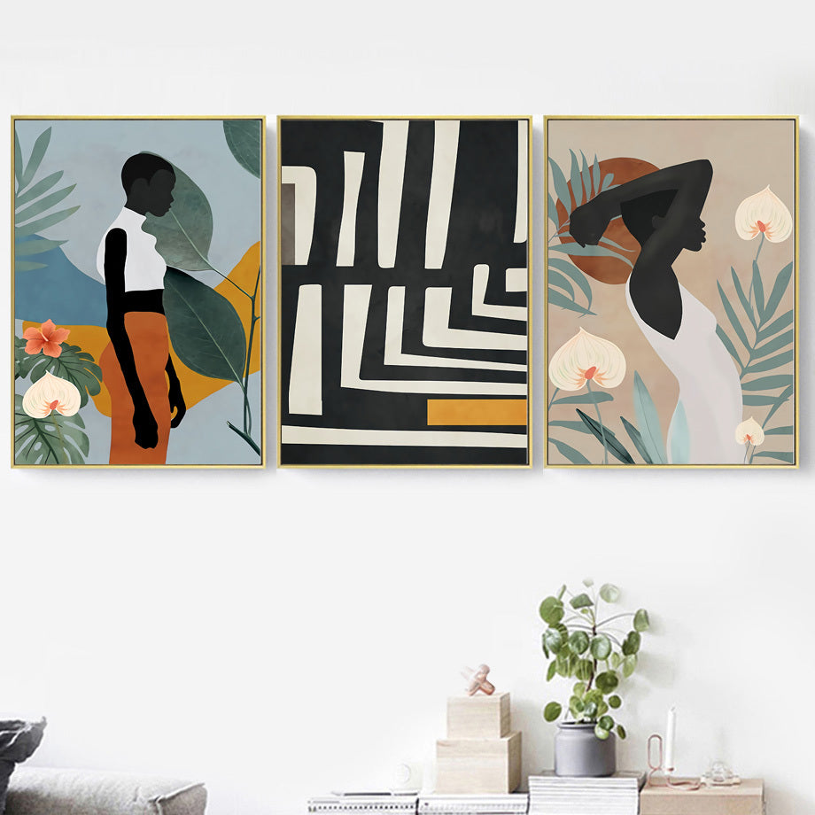 VibeCore Abstract Black Beauty Canvas Prints Framed On wall