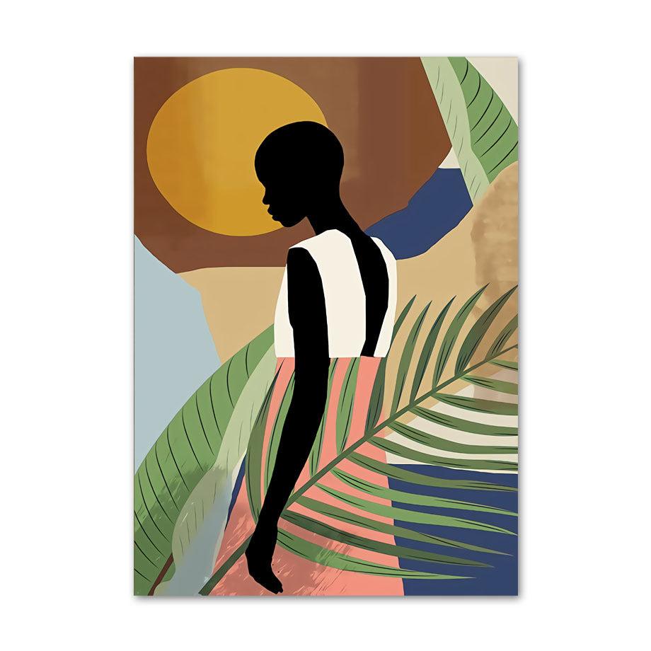 VibeCore Abstract Black Beauty Canvas Prints Option C: Black woman in white and pink dress