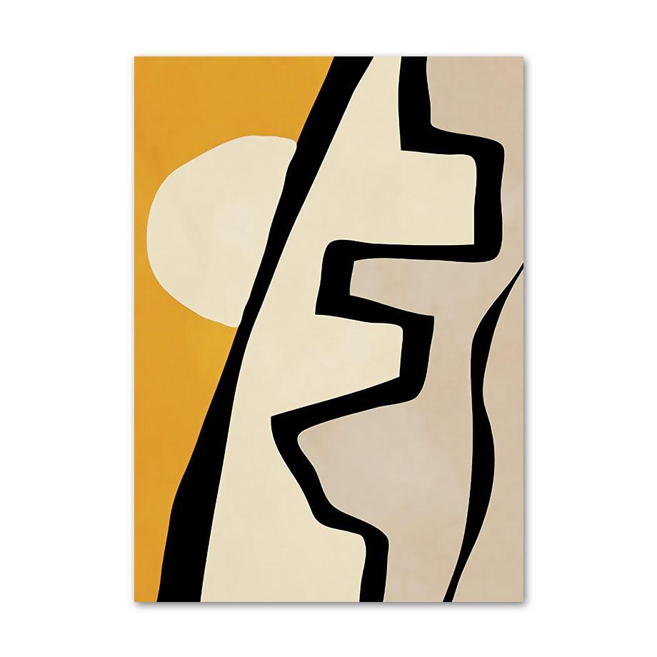 VibeCore Abstract Black Beauty Canvas Prints Option E: Abstract yellow, beige and black shapes and lines