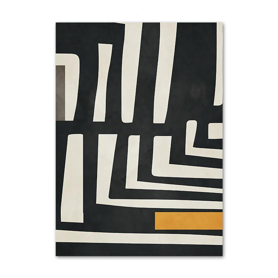 VibeCore Abstract Black Beauty Canvas Prints Option F: Abstract black lines and beige lines and shapes