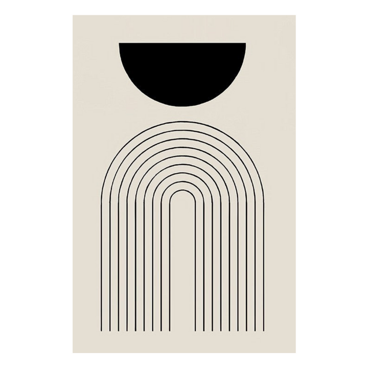 VibeCore Abstract Black & Beige Canvas Prints Option F: Black semi circle with black arches