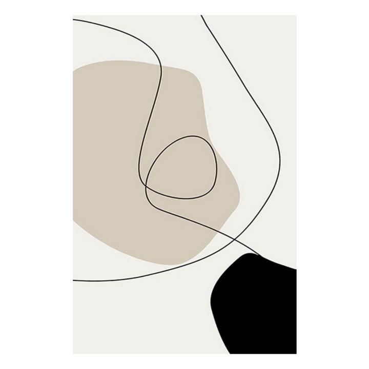 VibeCore Abstract Black & Beige Canvas Prints Option G: Beige and black abstract blobs with black swirls