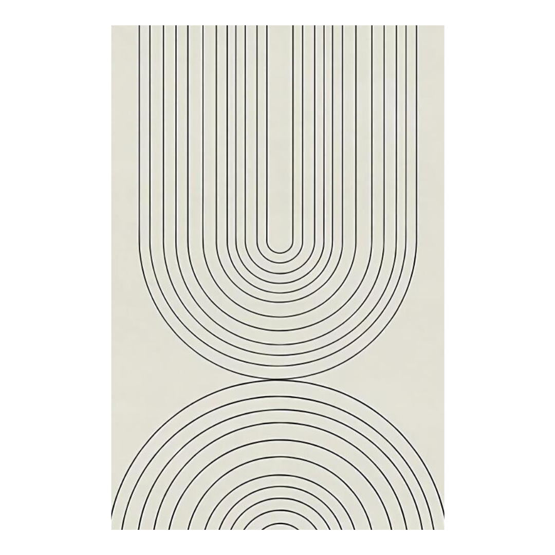 VibeCore Abstract Curves Canvas Prints Option A - Black arches on beige background