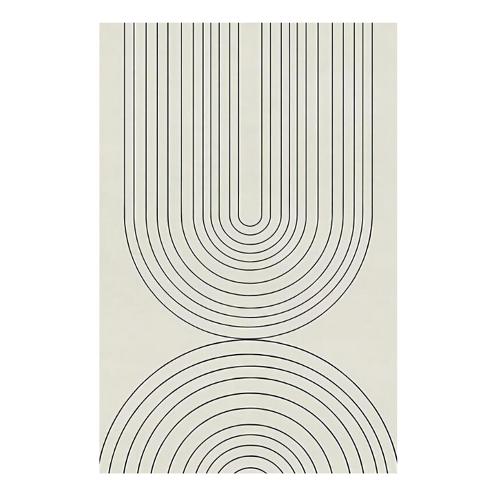 VibeCore Abstract Curves Canvas Prints Option A - Black arches on beige background