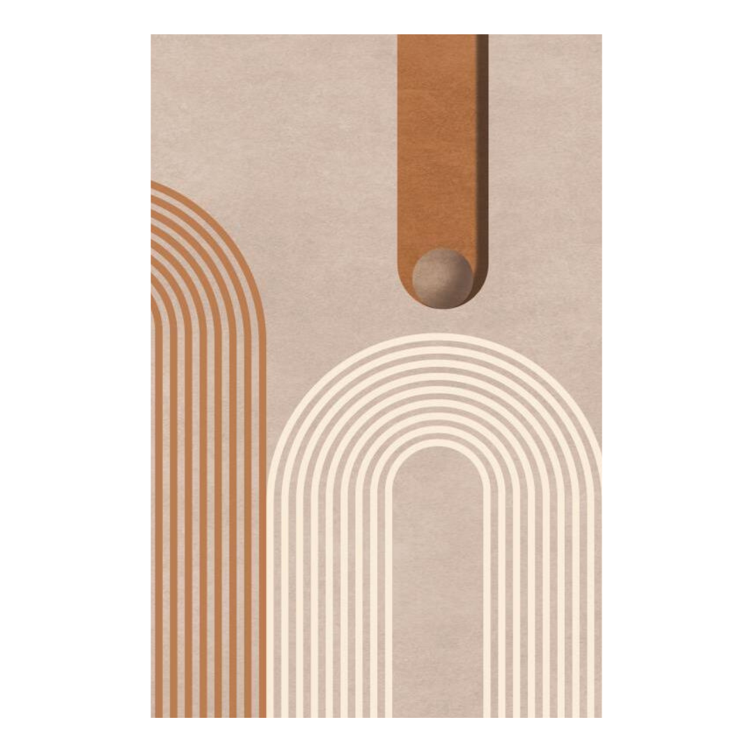 VibeCore Abstract Curves Canvas Prints Option C - Beige and brown arches on light brown background
