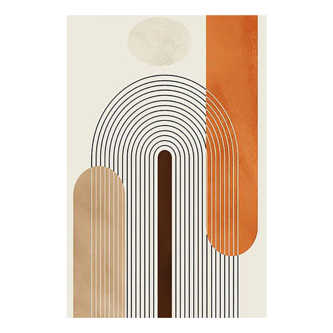 VibeCore Abstract Curves Canvas Prints Option E - Abstract arch with light brown and orange shapes on beige background