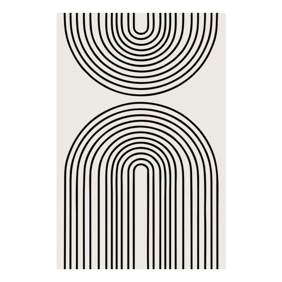 VibeCore Abstract Curves Canvas Prints Option F - Thick black line arches on white background