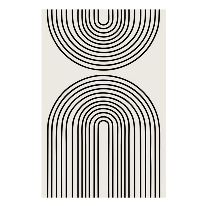 VibeCore Abstract Curves Canvas Prints Option F - Thick black line arches on white background
