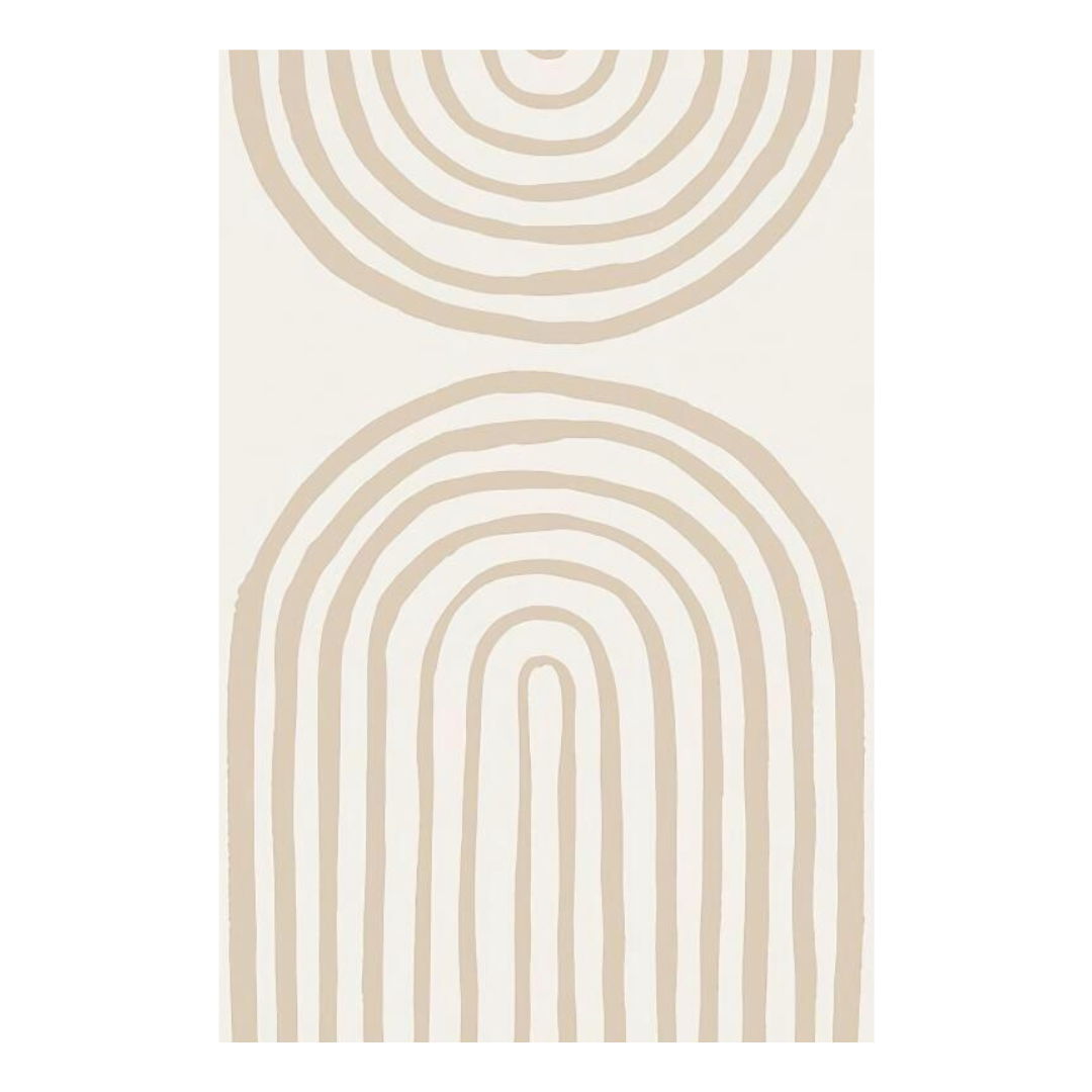 VibeCore Abstract Curves Canvas Prints Option G - thick beige arch lines on white background