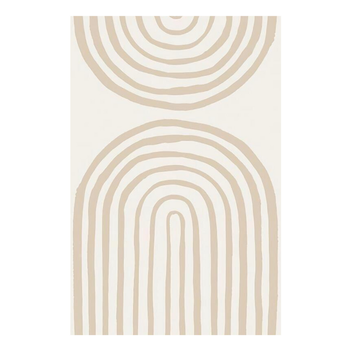 VibeCore Abstract Curves Canvas Prints Option G - thick beige arch lines on white background
