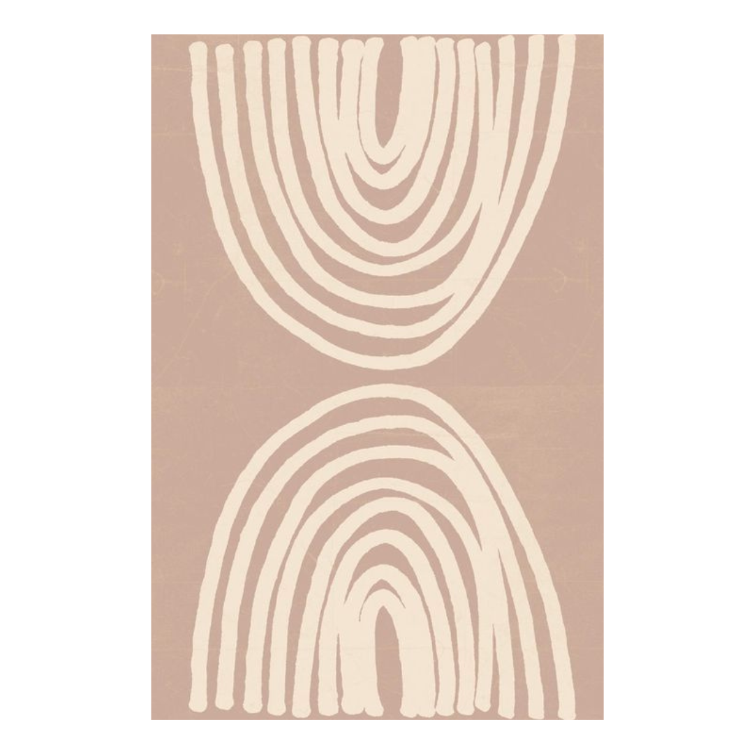 VibeCore Abstract Curves Canvas Prints Option J - beige thick abstract lines in arch on brown background