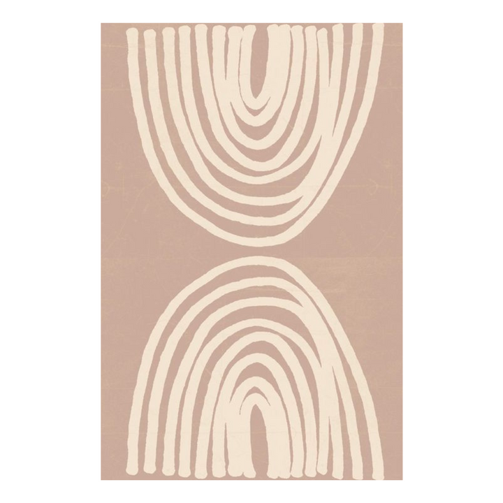 VibeCore Abstract Curves Canvas Prints Option J - beige thick abstract lines in arch on brown background