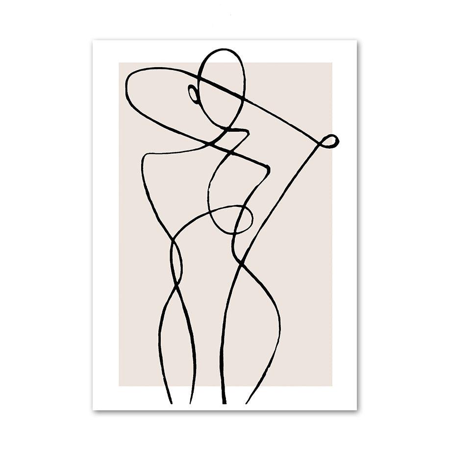 VibeCore Abstract Female Canvas Prints Option A: Fine line silhouette of woman