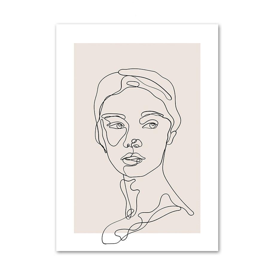 VibeCore Abstract Female Canvas Prints Option F: Fine line face of a woman