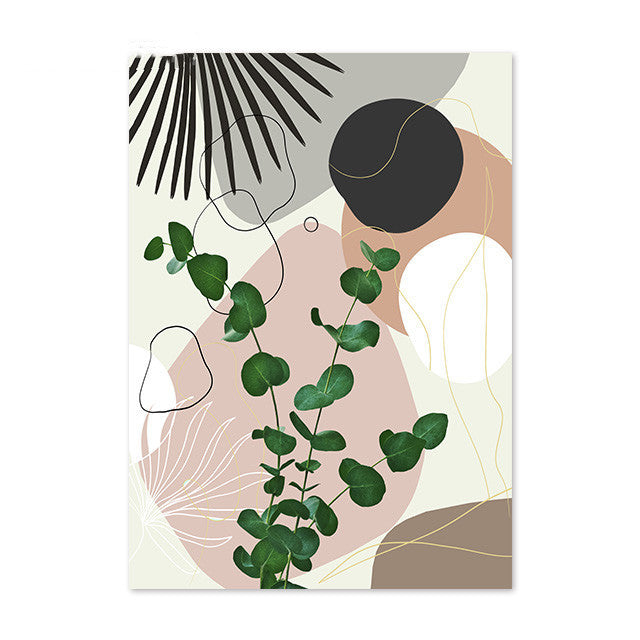 VibeCore Abstract Tropical Plants Canvas Prints Option A: Pastel abstract shapes with plants