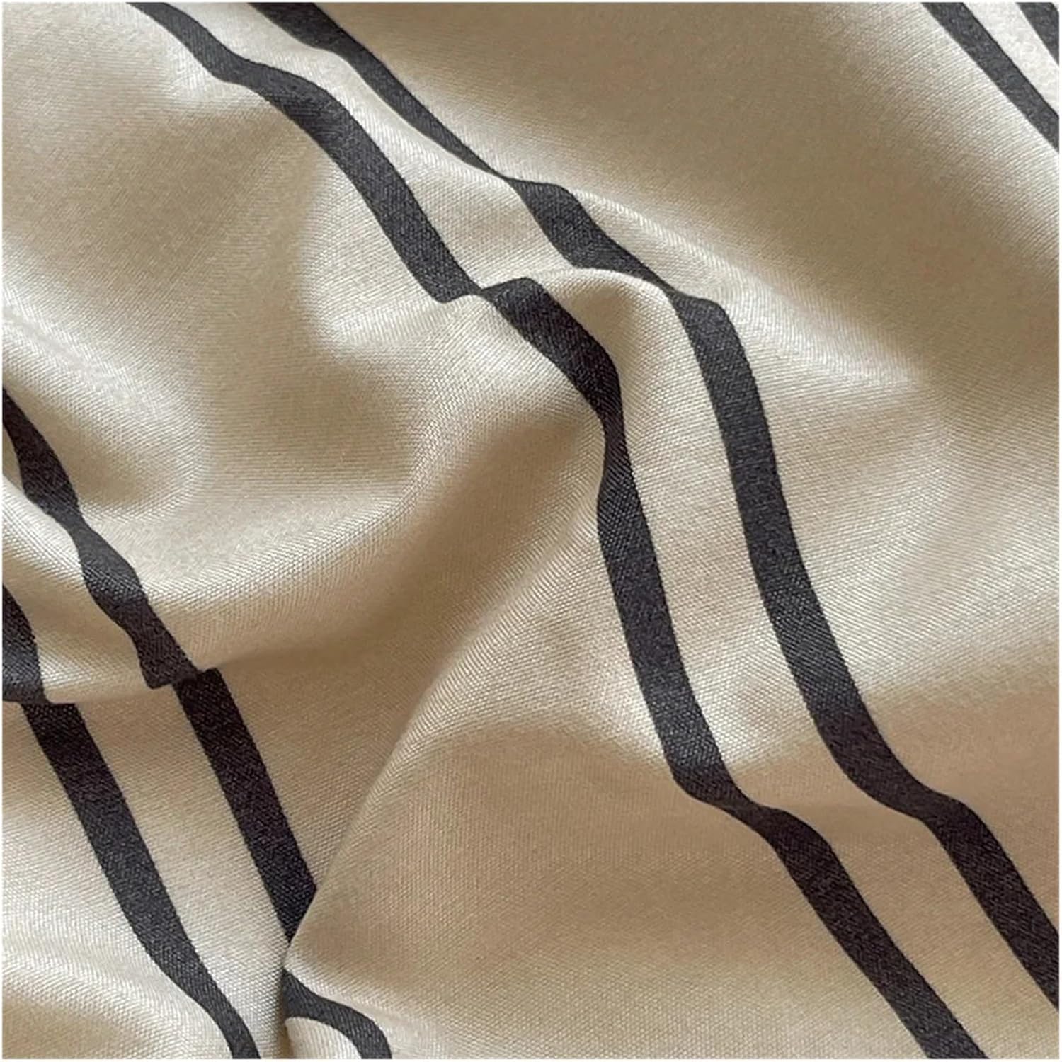 Close-up of the pattern from the VibeCore Aesthetic Beige Urban Stripe Duvet Cover Set, showcasing sleek, modern stripes in warm beige tones. Crafted from soft, breathable fabric, this pattern brings a chic and cozy aesthetic to any bedroom or dorm.