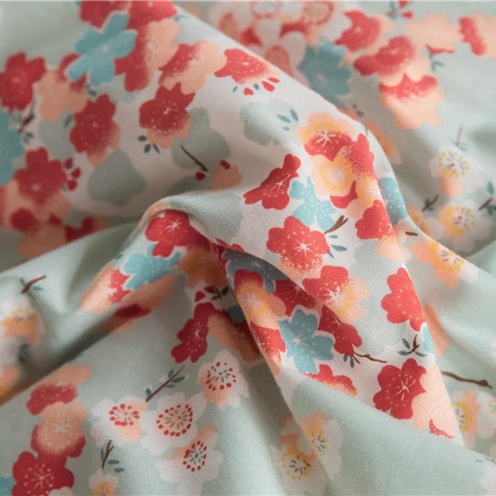 Close-up of the VibeCore Aesthetic Japanese Blossom Duvet Cover pattern, showcasing delicate Japanese-inspired floral motifs in soft, soothing colors, crafted from breathable cotton for a serene and elegant bedroom or dorm ambiance.