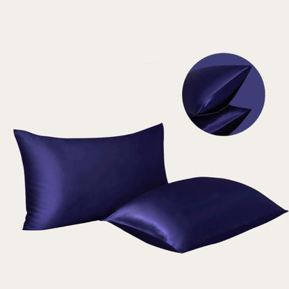 VibeCore Aesthetic Sleek Satin Duvet Cover Set purple pillowcases, designed with a smooth, luxurious satin finish to add elegance and comfort to your bedroom or dorm decor.