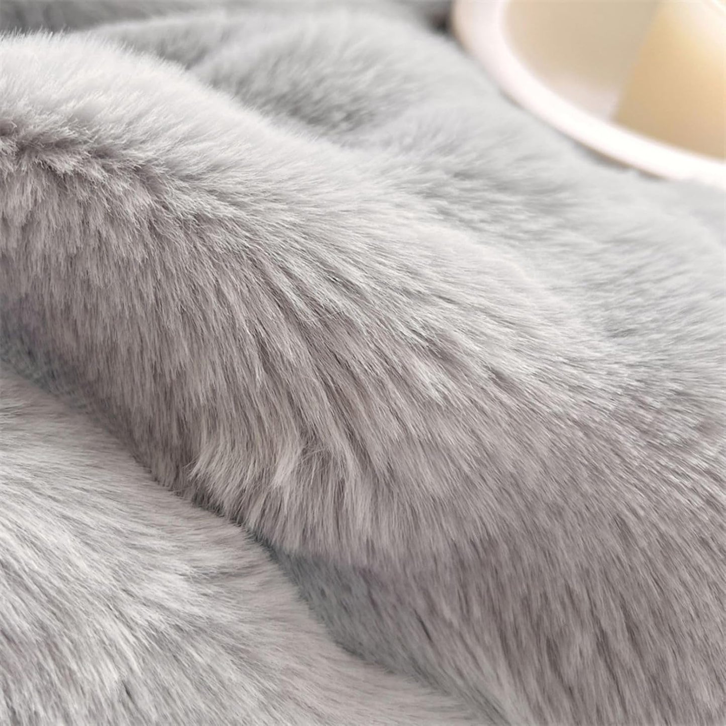 Close-up of the plush material used in the VibeCore Snuggle Supreme Bedding Set in the color Light Gray, highlighting the ultra-soft, breathable milk fibre fabric that offers luxurious comfort and a hypoallergenic sleep experience.
