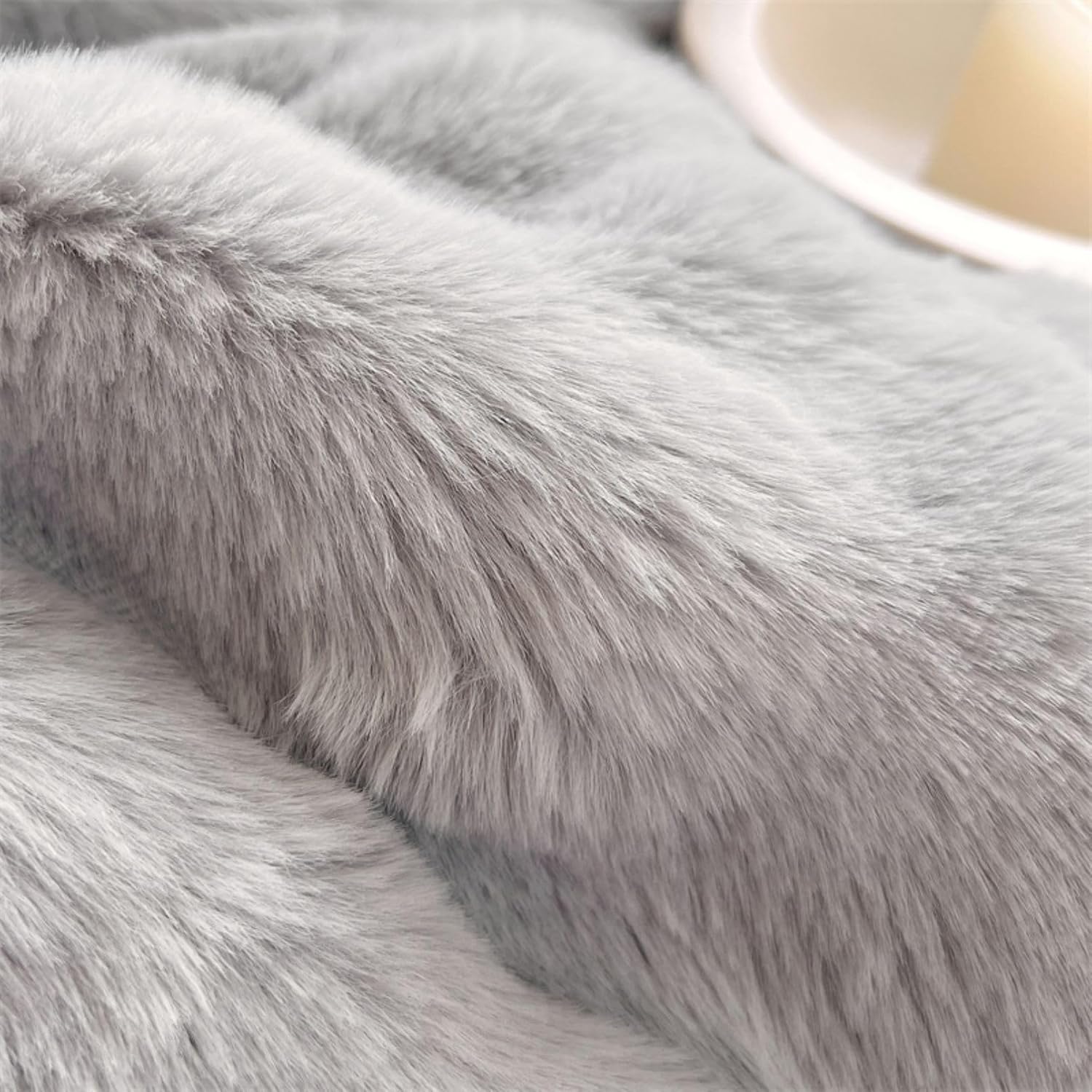 Close-up of the plush material used in the VibeCore Snuggle Supreme Bedding Set in the color Light Gray, highlighting the ultra-soft, breathable milk fibre fabric that offers luxurious comfort and a hypoallergenic sleep experience.