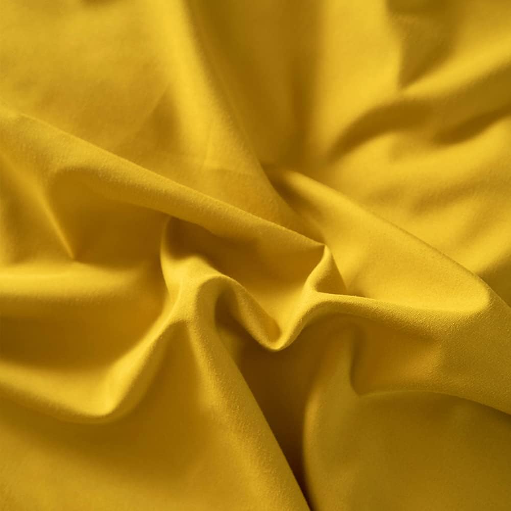 VibeCore Aesthetic Solid Comfort Duvet Cover Set in Mustard Yellow, featuring soft, breathable fabric with a smooth, luxurious texture. Adds a warm, stylish touch to any bedroom with its rich, vibrant color.