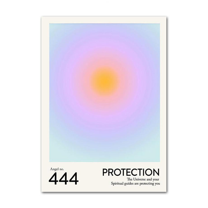 ‘Angel Numbers 444’ canvas poster featuring the angel number 444 in soothing pastel hues, symbolizing protection and stability.