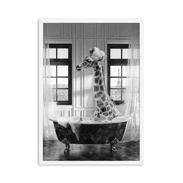 VibeCore Animals In The Tub Canvas Prints Option A: Giraffe in the tub