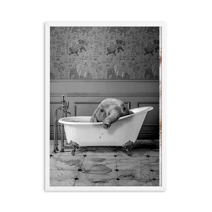 VibeCore Animals In The Tub Canvas Prints Option D: Elephant in the tub
