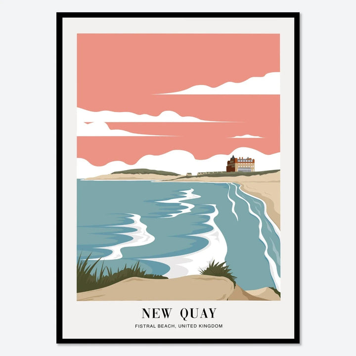 VibeCore Around The World Art Deco Canvas Prints New Quay - Fistal Beach, United Kingdom 