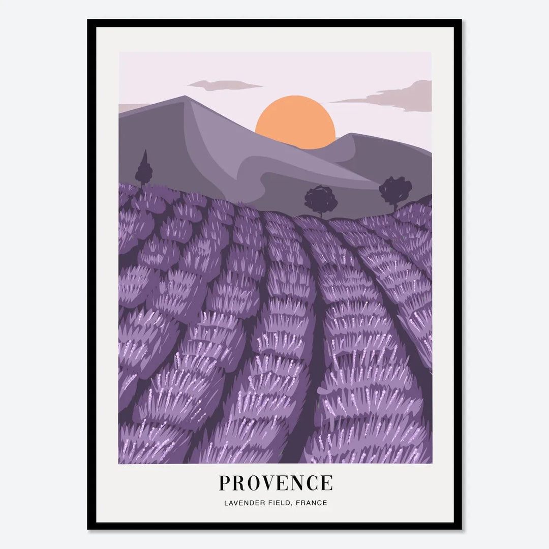 VibeCore Around The World Art Deco Canvas Prints Provence - Lavender Field, France